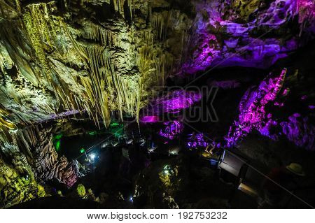 Sataplia cave near Kutaisi Georgia on July 11 2015. It is one of Georgia's natural wonders with many breathtaking examples of stalactites stalagmites.