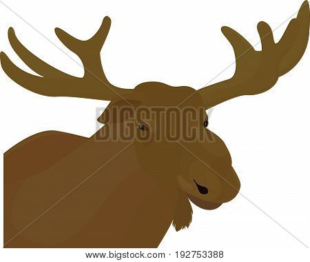 elk head brown color isolated on white vector