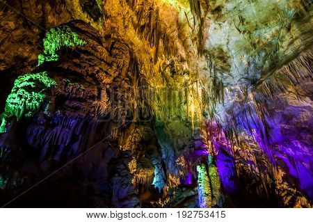 Sataplia cave near Kutaisi Georgia on July 11 2015. It is one of Georgia's natural wonders with many breathtaking examples of stalactites stalagmites.