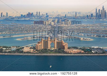 Dubai Atlantis Hotel The Palm Jumeirah Island Aerial View Photography