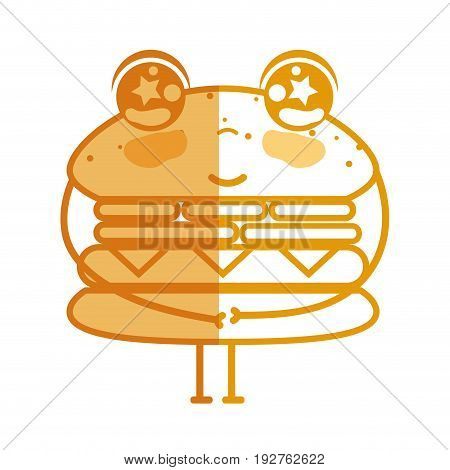 silhouette kawaii cute tender humburger food vector illustration