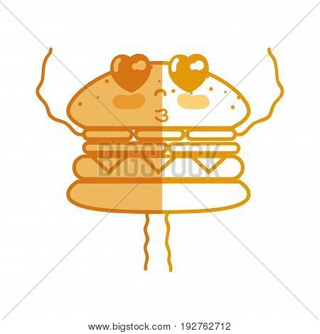 silhouette kawaii cute tender humburger food vector illustration