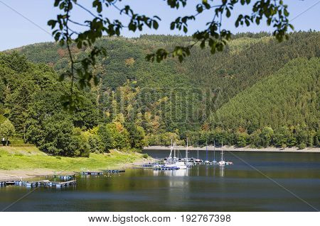 Lake Rursee Marina In The Eifel, Germany