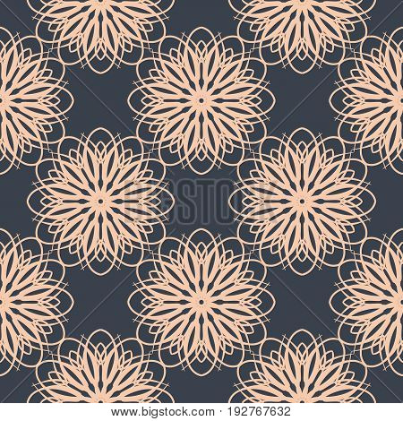 Contrasting floral pattern. Seamless background with flowers in dark blue and light pastel pink colors. Repeating pattern for web design. Vector background