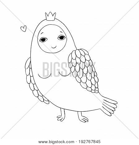 Girl Sirin. Mythological bird. Russian folklore. Isolated objects on white background. Vector illustration.