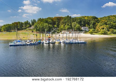 Eschauel Beach At Lake Rursee In Germay, Editorial