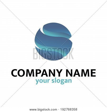 Illustration of globe with blue-green gradients. Technology vector logo template. Can be used for communications companies high-tech innovation. Abstract logotype. EPS10.