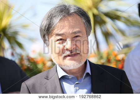 Kiyoshi Kurosawa attends the 'Before We Vanish (Sanpo Suru Shinryakusha)' photocall during the 70th annual Cannes Film Festival at Palais des Festivals on May 21, 2017 in Cannes, France.