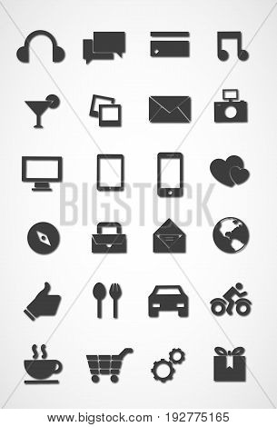 Modern icon set, black and white icon set vector
