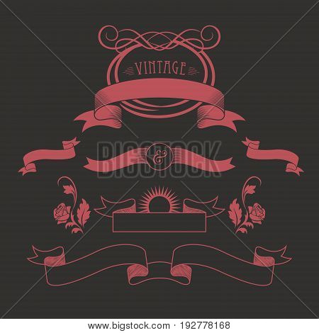 Collection of trendy isolated Vintage ribbons vector