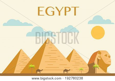 Concept of Egyptian pyramids in desert vector