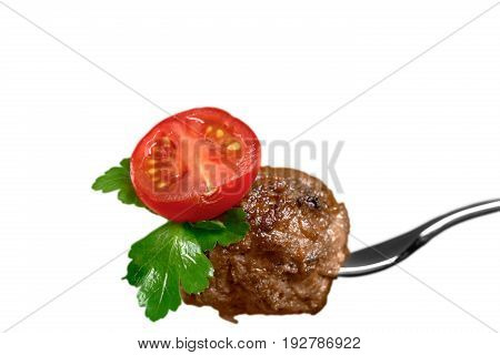 Isolated meat eat fork color red white