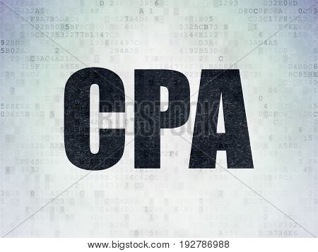 Finance concept: Painted black word CPA on Digital Data Paper background