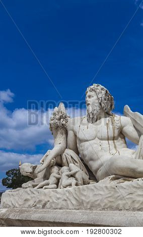 Statue Le Tibre In Tuileries Garden In Paris