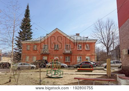Nizhny Novgorod, Russia. - April 10.2017. Brick apartment house in the street Malaya Yamskaya 42