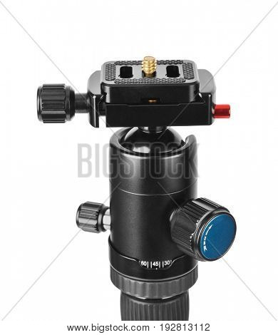 Carbon photographic tripod isolated on white background