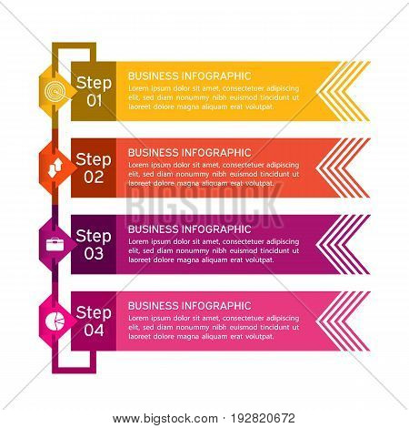 Business Infographic With Icons. Line. Business Diagrams, Presentations And Charts. Background. Vect