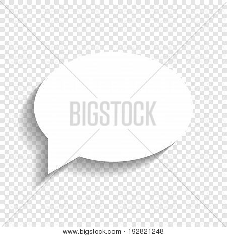 Speech bubble icon. Vector. White icon with soft shadow on transparent background.
