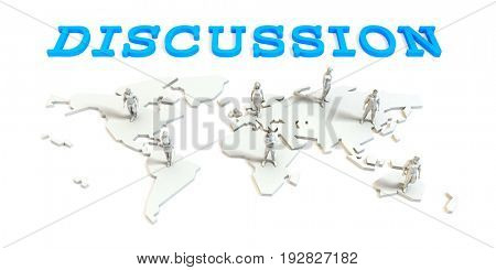 Discussion Global Business Abstract with People Standing on Map 3D Illustration Render