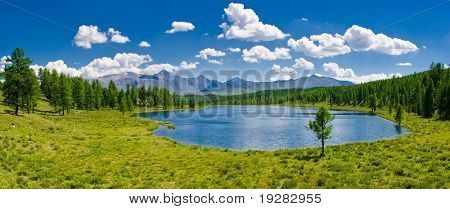 Panorama of lake, Altai, Russia
