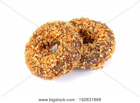 Almond Chocolate Donuts chocolate nuts doughnut on white