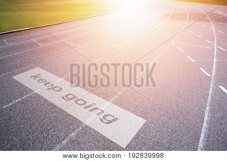 Gray treadmill at the stadium with the numbering from one to seven