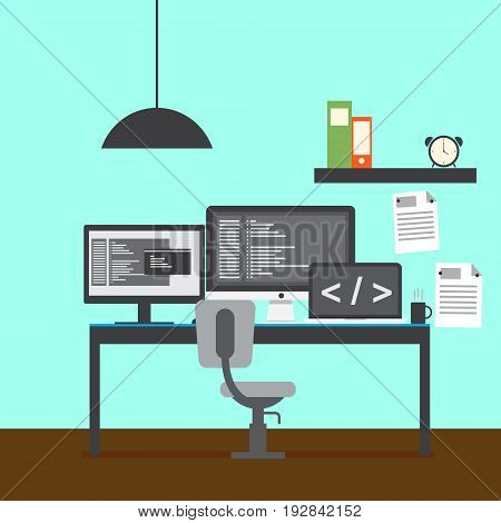 Modern developer workspace vector for your ideas