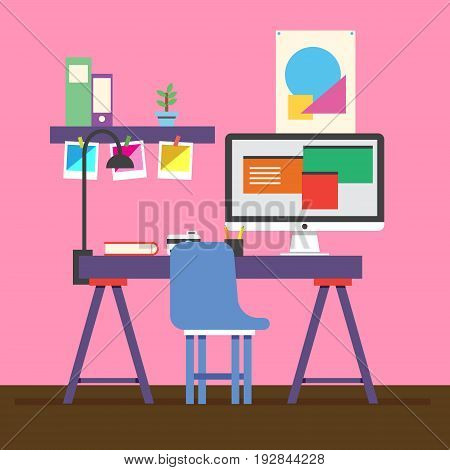 Cute Illustrator workspace vector for your ideas