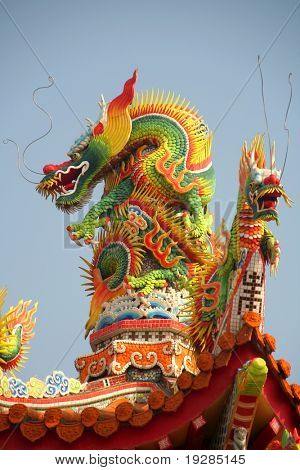Drago sul tetto del tempio orientale