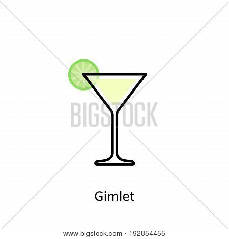 Gimlet cocktail icon in flat style. Vector illustration