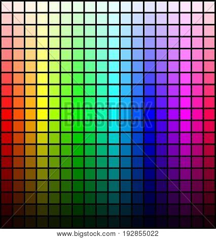 Color spectrum palette hue and brightness on black background. Vector illustration