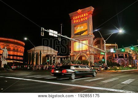 Las Vegas, April 18th, 2014: Night life in Las Vegas - The Strip, one of the most famous tourist destination in the world.