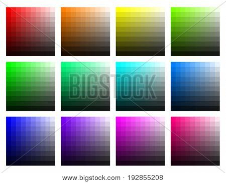 Color tabs with brightness and saturation. Vector set on white background