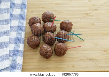 Delicious hot beef meatballs ready for appetizers dinner or pasta