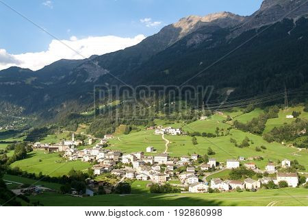 San Carlo, Switzerland - 22 April 2012: The village of San Carlo on Poschiavo valley Switzerland