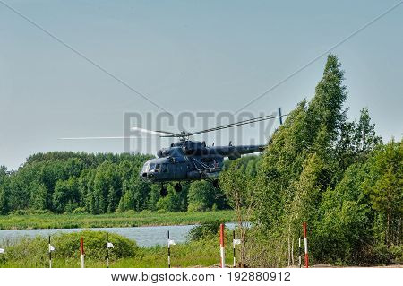 Russian Military Helicopter Mi-8 At Small Height