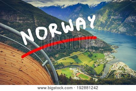 View Of The Fjords At Stegastein Viewpoint In Norway