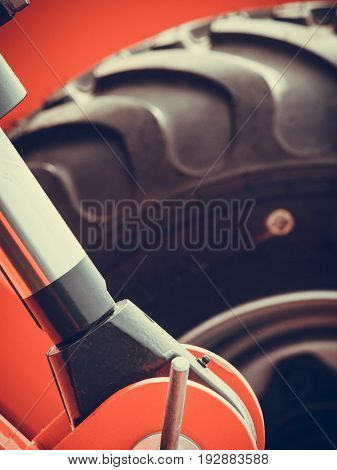 Detailed Closeup Agricultural Machinery, Big Tires