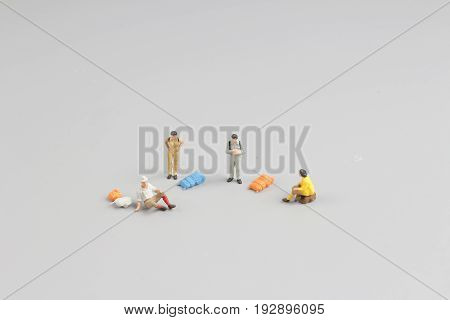 Mini Ature Backpacker , Tourist People Isolated On  Background