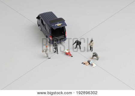 Group Of Mini Ature Robber  Are Working