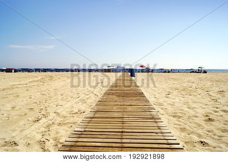 Famous Poniente beach located in Benidorm, Spain