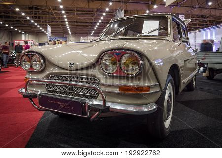 MAASTRICHT NETHERLANDS - JANUARY 14 2016: Supermini Citroen Ami 8 Club 1969. International Exhibition InterClassics & Topmobiel 2016