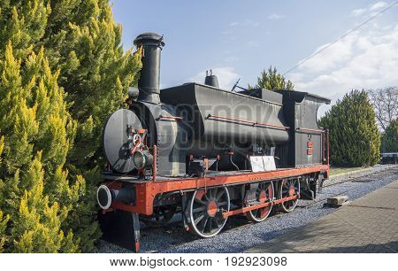 SELCUK, TURKEY, 21 FEBRUARY 2017 - Old Steam Locomotive located in Museum Selcuk Turkey. This wagon was produced in England in 1887 by Robert Stephehson for the Istanbul railway lines