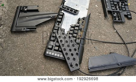 Destroyed keyboard which will never work again.