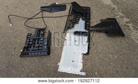 Destroyed keyboard which will never work again.