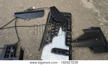 Destroyed keyboard which will never work again.