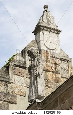 Elements of the castle architecture and the church of the eclectic Vajdahunyad in Budaplast in Hungary