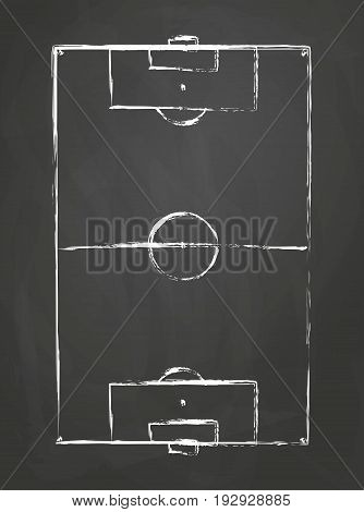 vector illustration of an grunge soccer field on an black board background