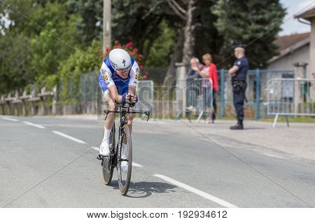Bourgoin-Jallieu France - 07 June 2017: The Irish cyclist Dan Martin of Quick-Step Floors Team riding during the time trial stage 4 of Criterium du Dauphine 2017.