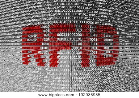 RFID is presented in the form of binary code 3d illustration